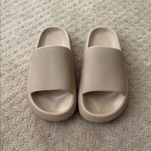 Beige Slide Sandals